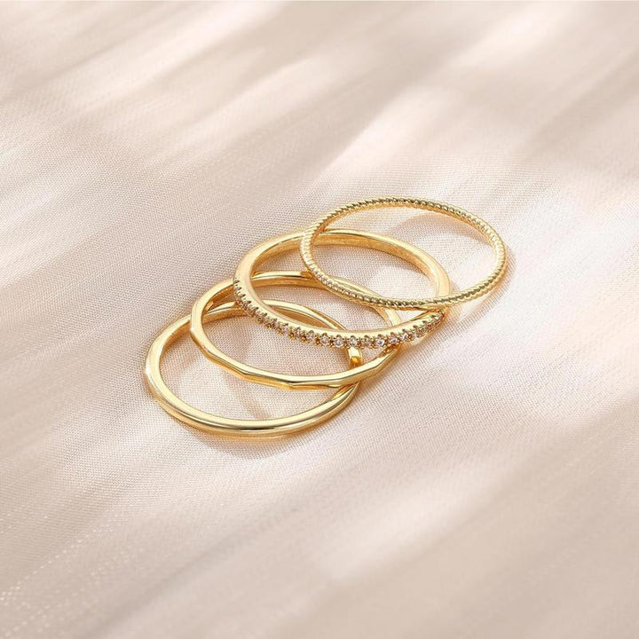 4pc 14k Dainty Ring Stack