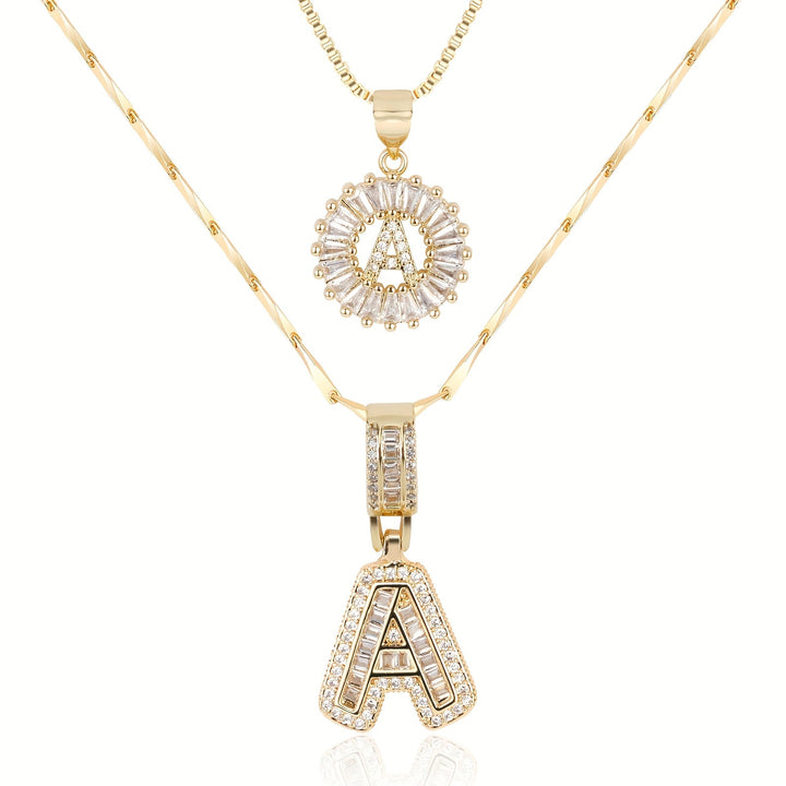 Keep & Share: 2pc 14k Diamond Letter Initial Necklaces