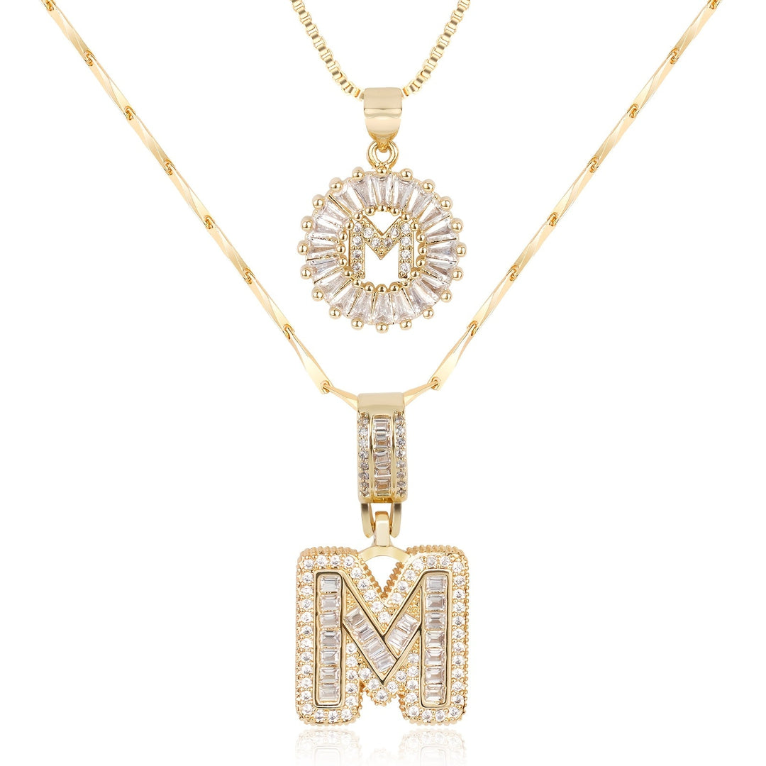 2pc 14k Diamond Letter Initial Necklaces