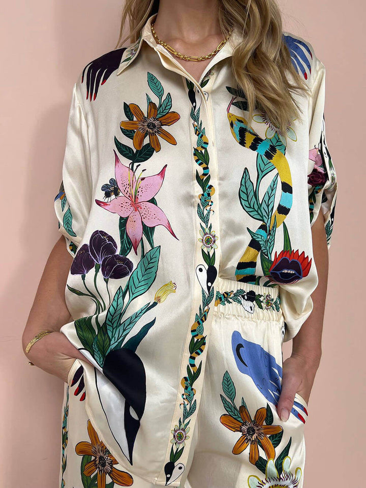 Clara | Satin-Look Blouse Shorts