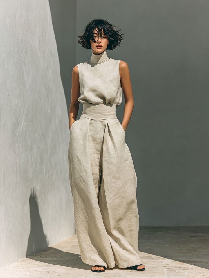 Elena | Linen Blouse Set