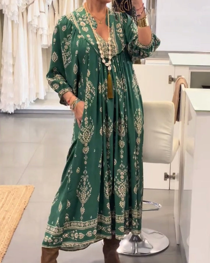 Monica Secrets | Casual Printed Dress With Loose Pockets