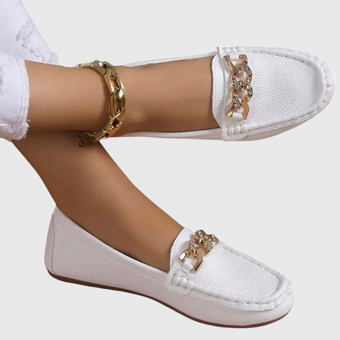 Monica Secrets | Flat Diamond Buckle Loafers