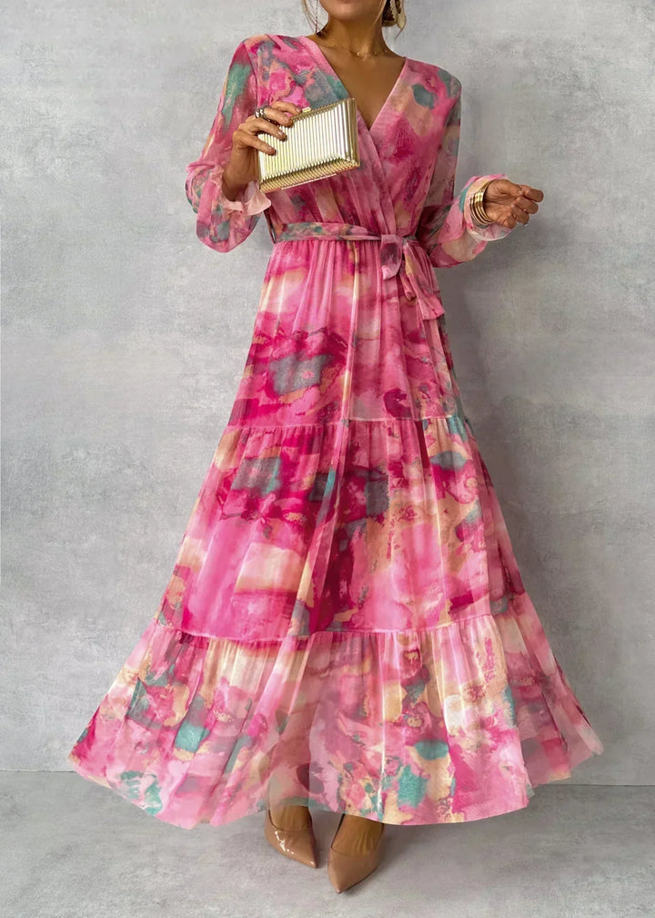 Monica Secrets | Elegant Floral Swing Maxi Dress