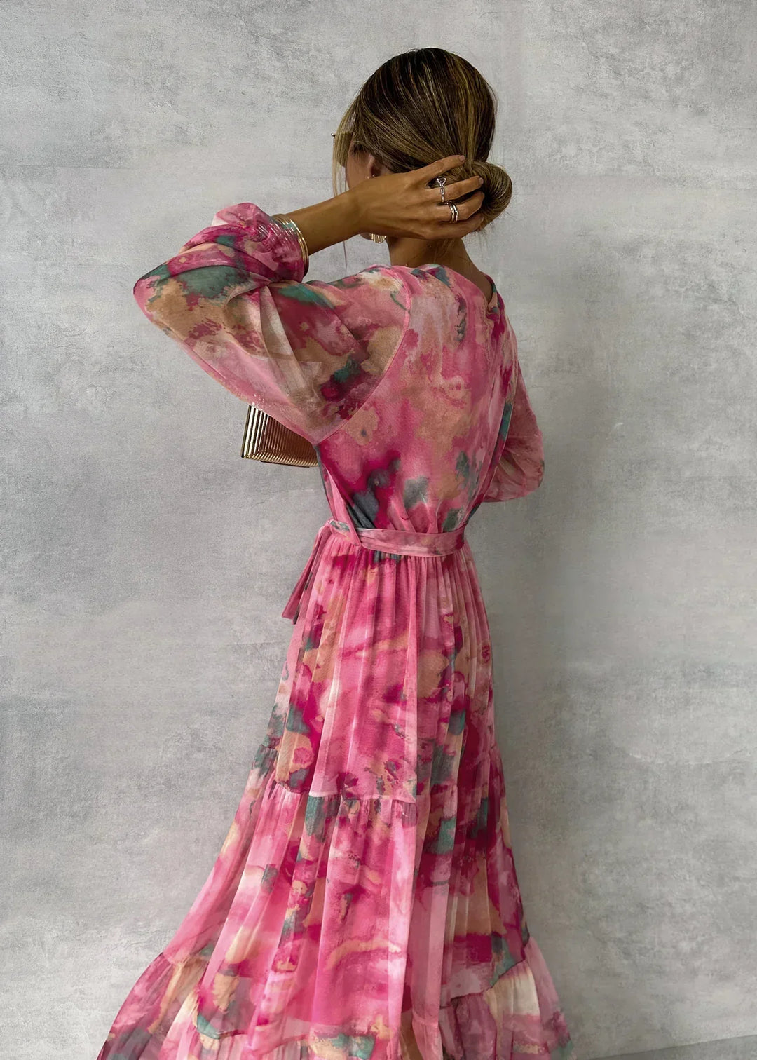 Monica Secrets | Elegant Floral Swing Maxi Dress