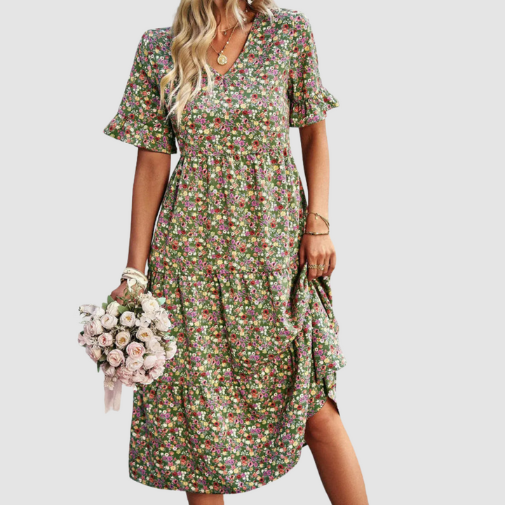 Calista | V-Neck Floral Dress