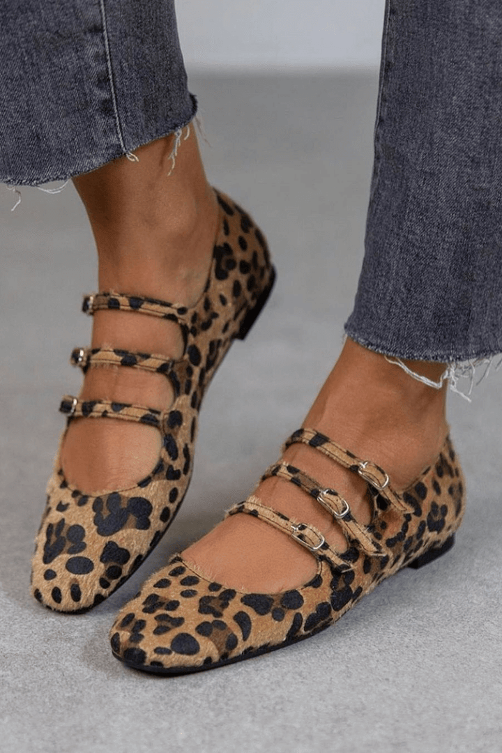 Monica Secrets | Leopard Buckle Flats