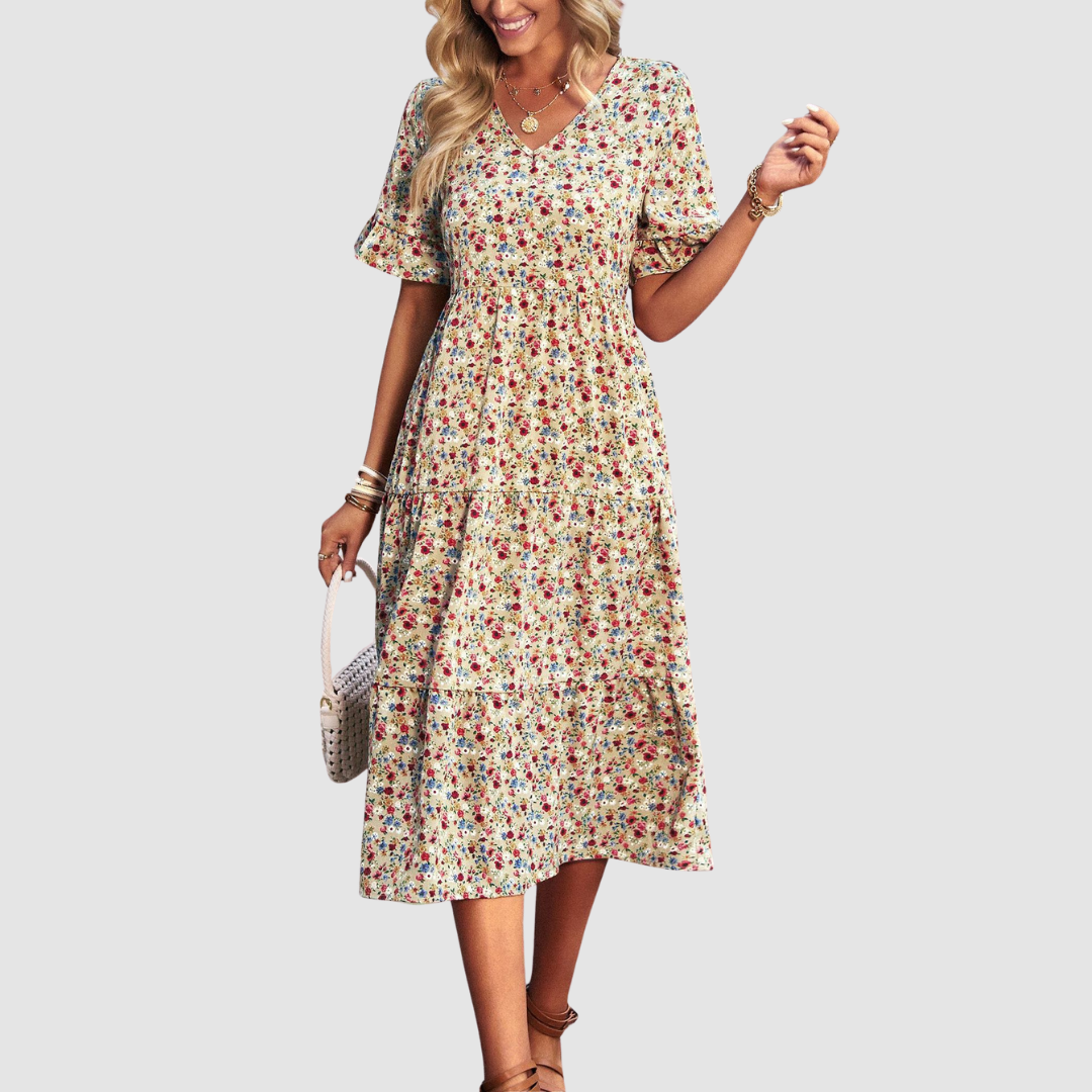 Calista | V-Neck Floral Dress