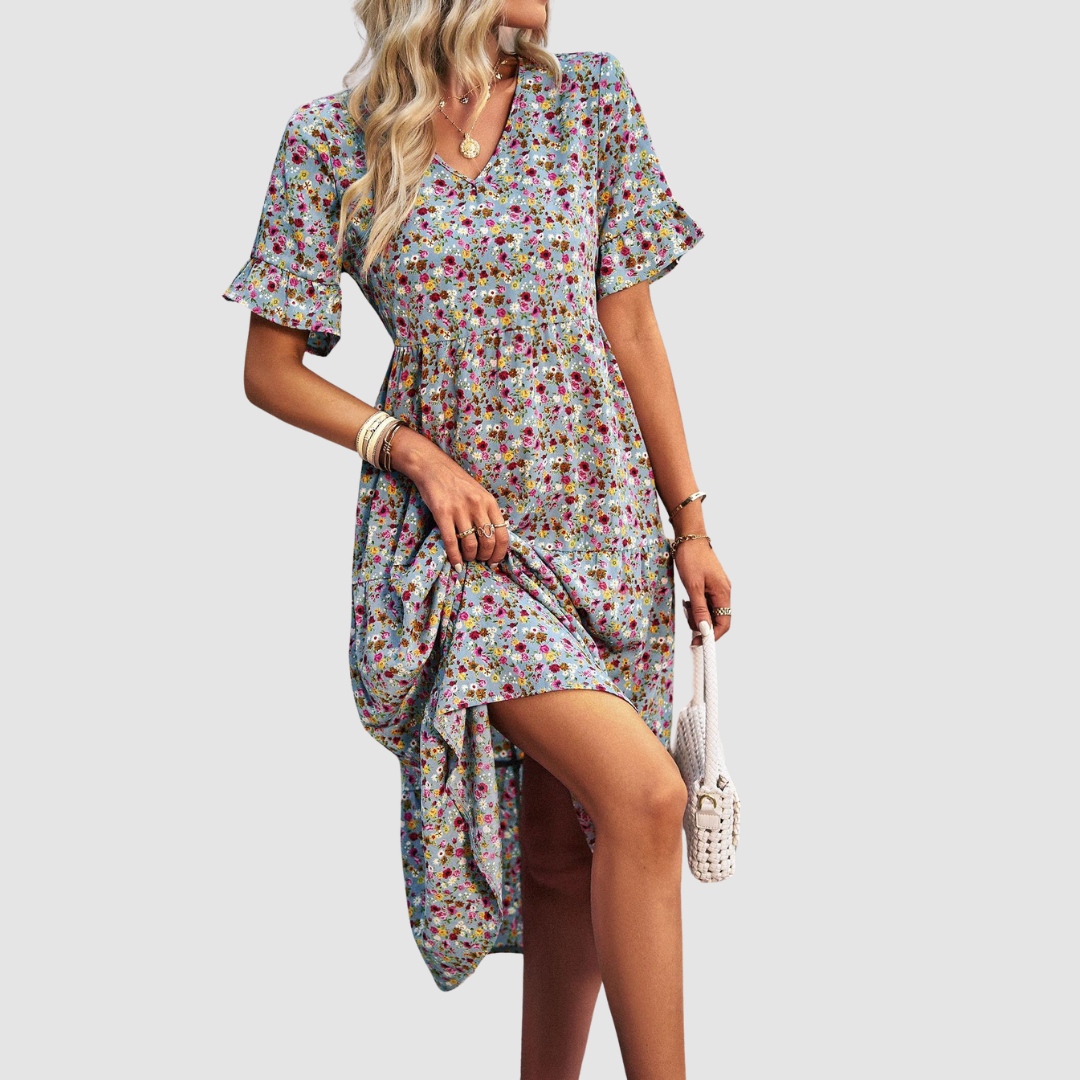 Calista | V-Neck Floral Dress