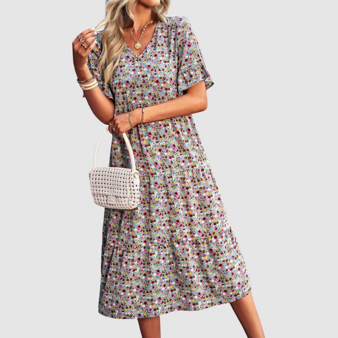 Calista | V-Neck Floral Dress