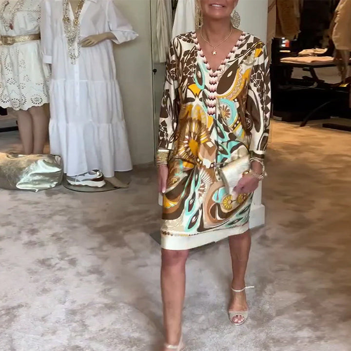 Monica Secrets | Vibrant Dress With Bright Pattern Design