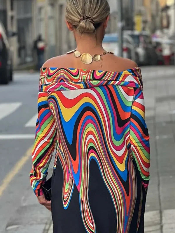 Monica Secrets | Classic Multicolor Maxi Dress