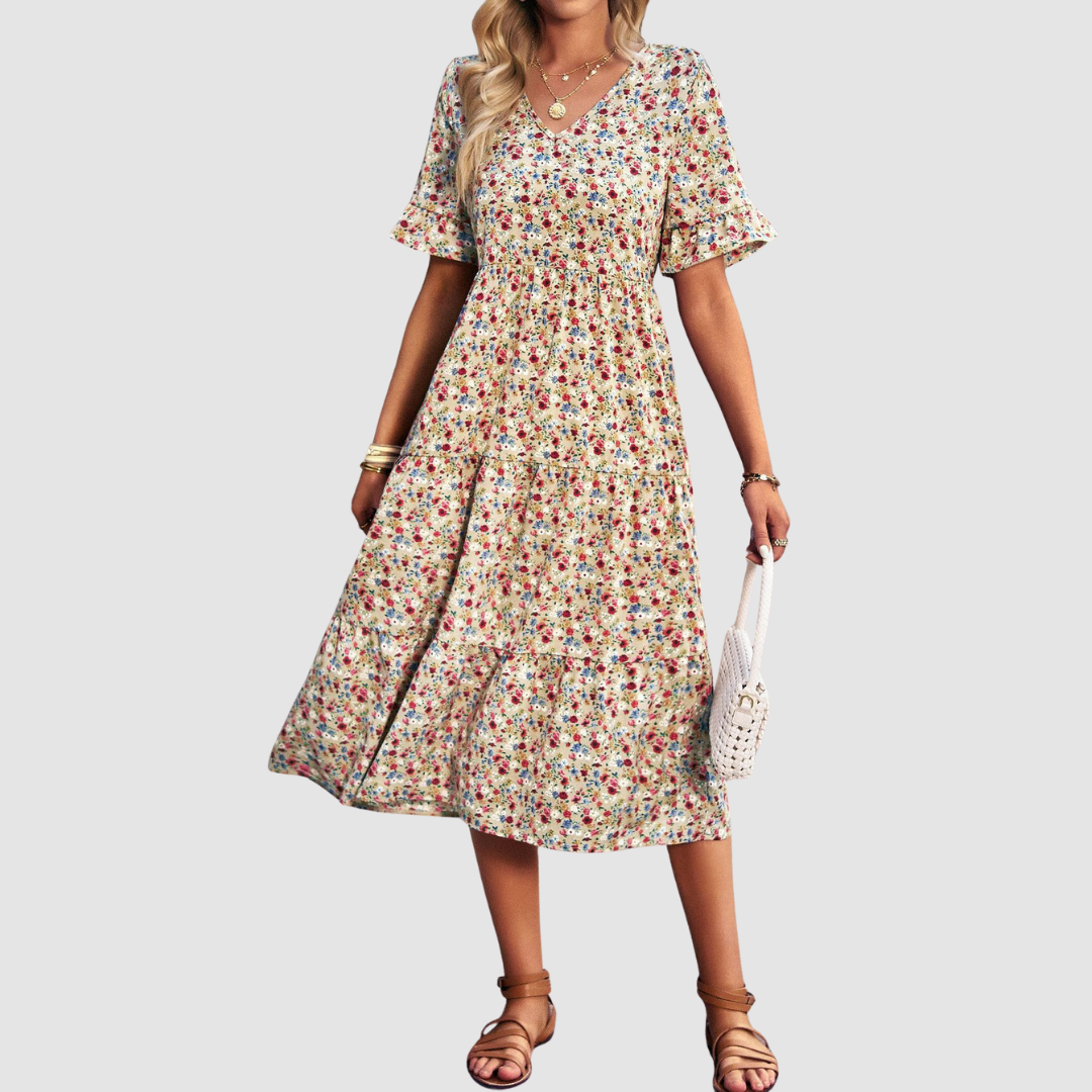 Calista | V-Neck Floral Dress