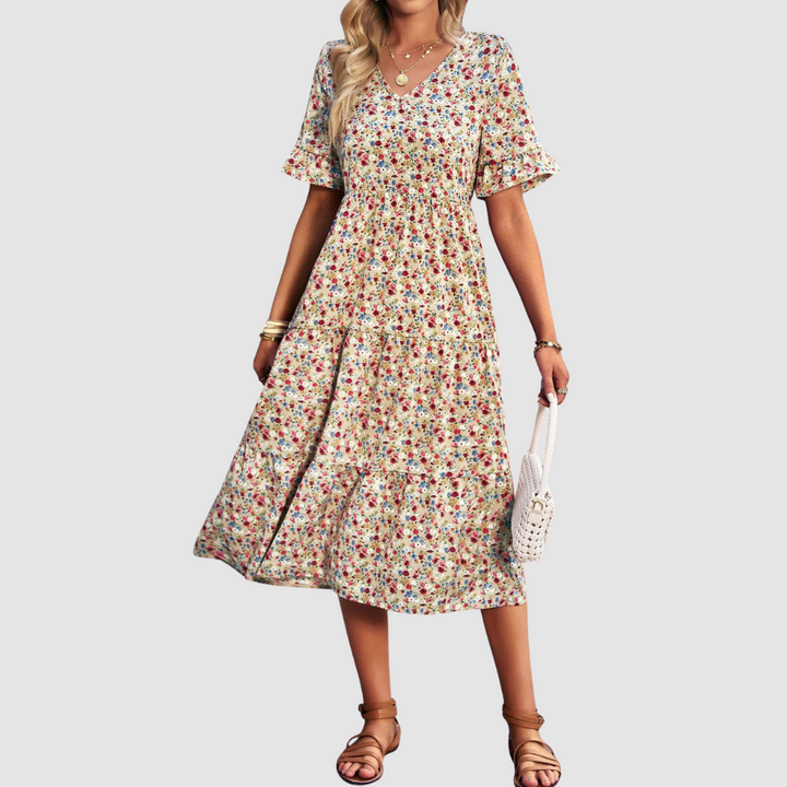 Calista | V-Neck Floral Dress