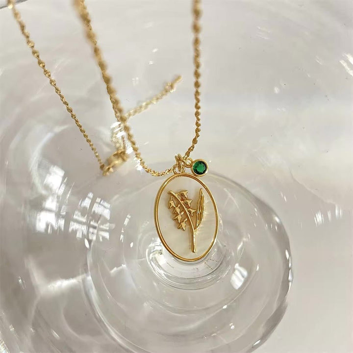 14k Dainty Birth Month Stone & Flower Charm Necklace