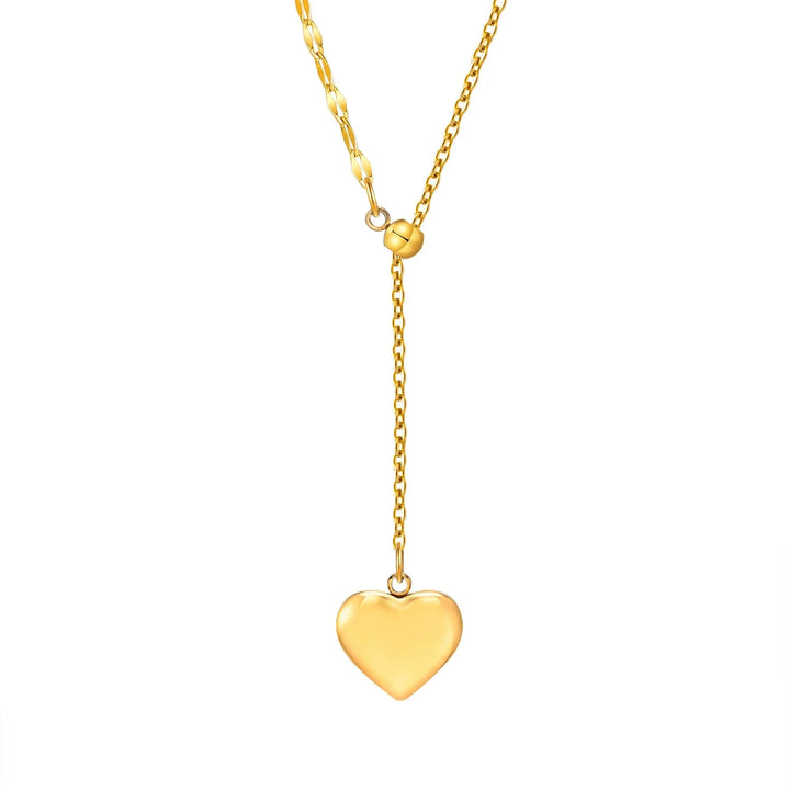 14k Dainty Feminine Heart Dangle Necklace