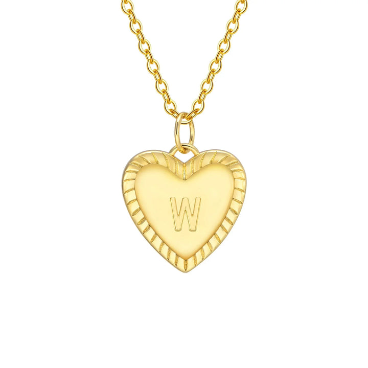 14k Dainty Heart Pendant Letter Initial Necklace