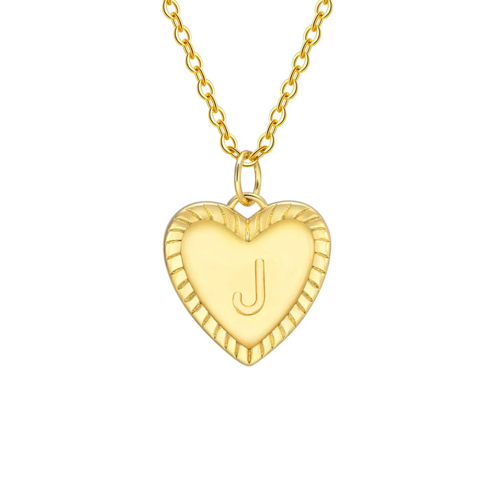 14k Dainty Heart Pendant Letter Initial Necklace