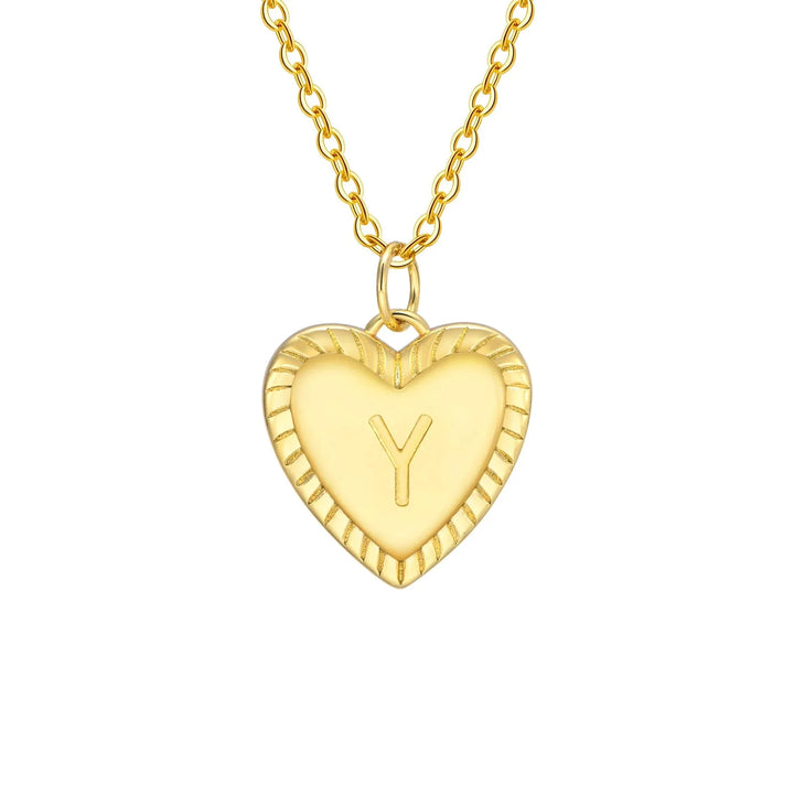 14k Dainty Heart Pendant Letter Initial Necklace
