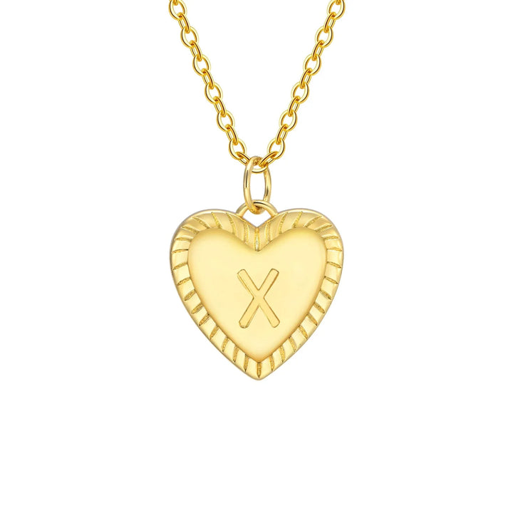 14k Dainty Heart Pendant Letter Initial Necklace