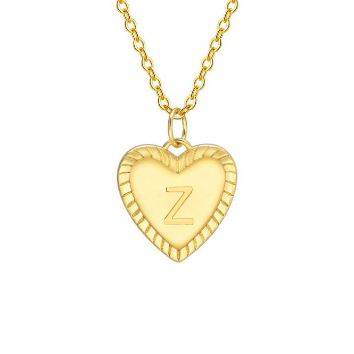 14k Dainty Heart Pendant Letter Initial Necklace