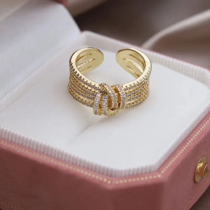 14k Dainty Layered Diamond Knot Ring