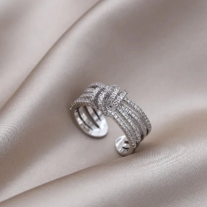 14k Dainty Layered Diamond Knot Ring
