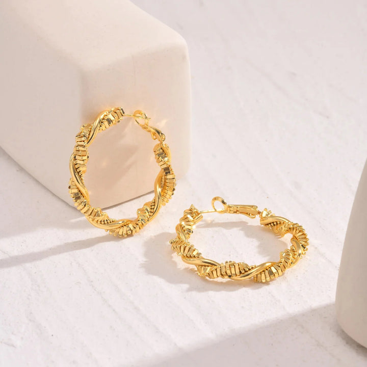 14k Deluxe Textured Spiral Hoop Earrings