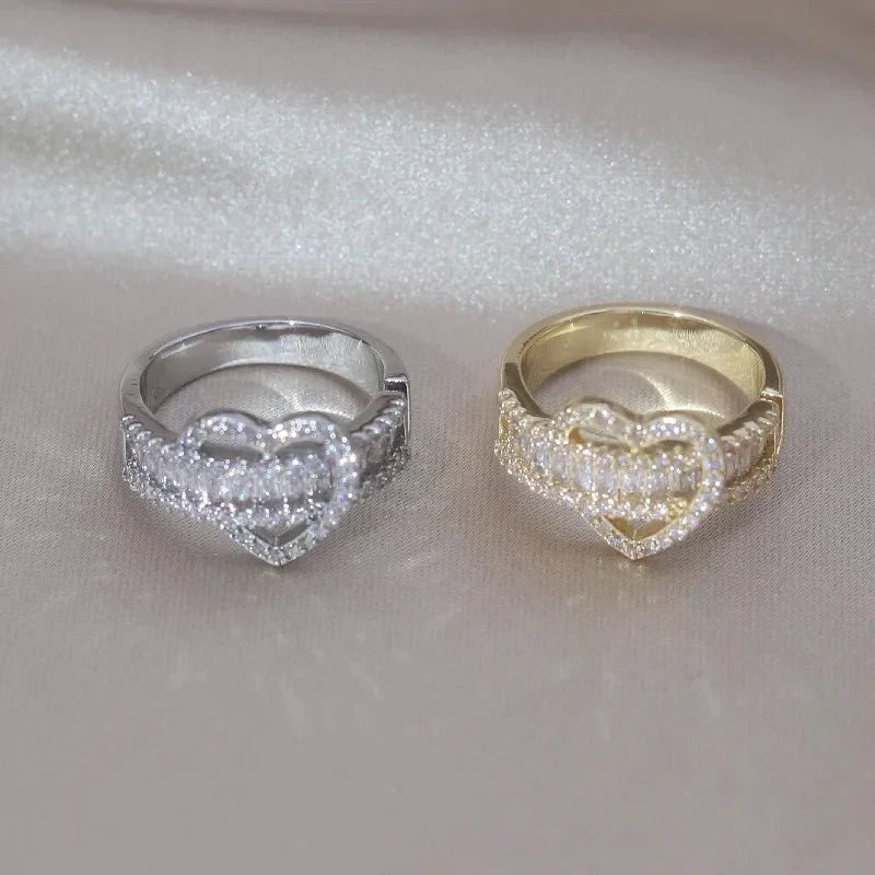 14k Lovers Loop Diamond Heart Ring