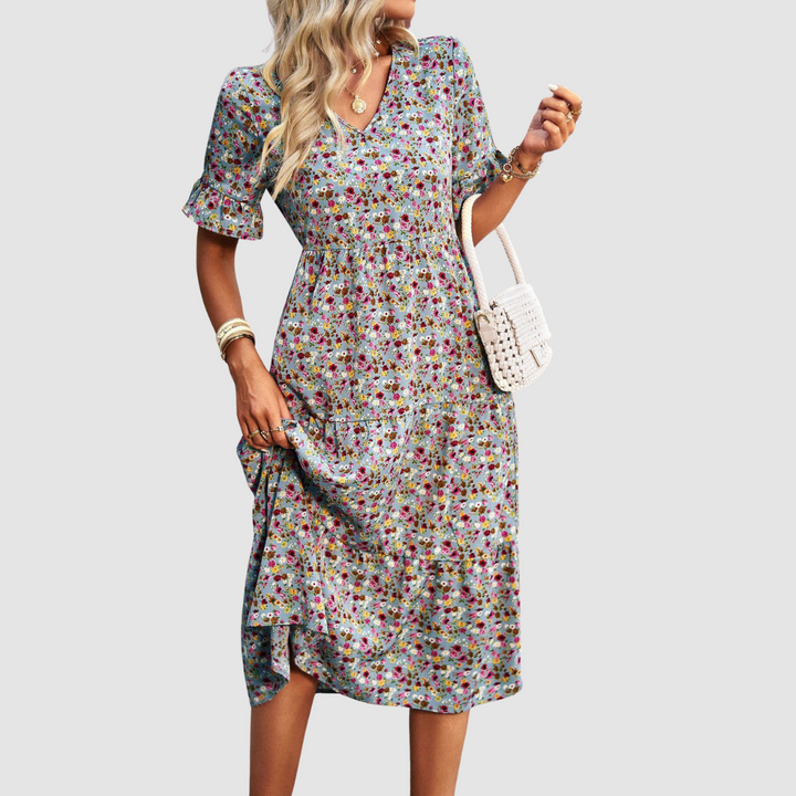 Calista | V-Neck Floral Dress