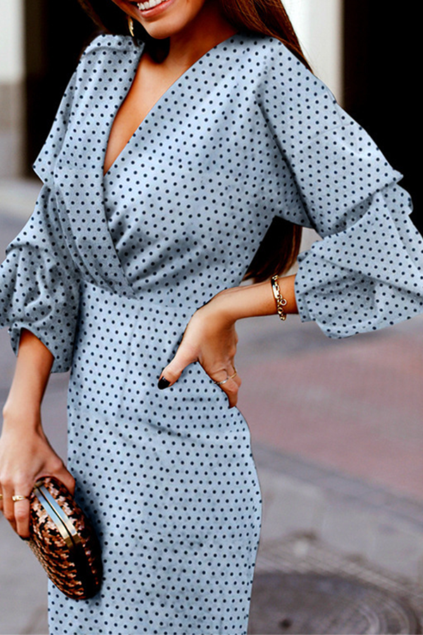 Monica Secrets | Polka Dot V-Neck Dress