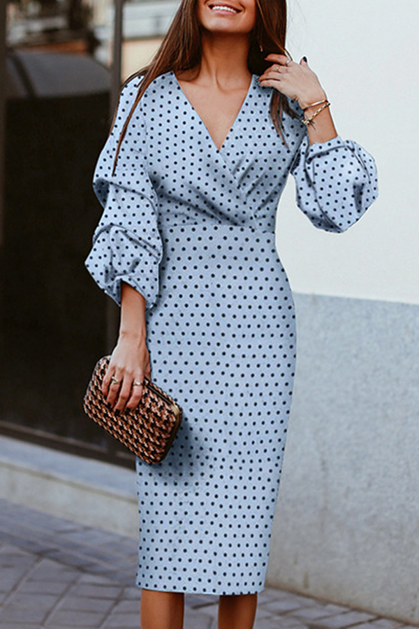 Monica Secrets | Polka Dot V-Neck Dress