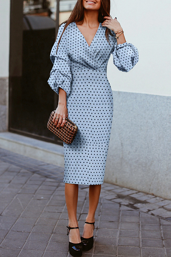 Monica Secrets | Polka Dot V-Neck Dress