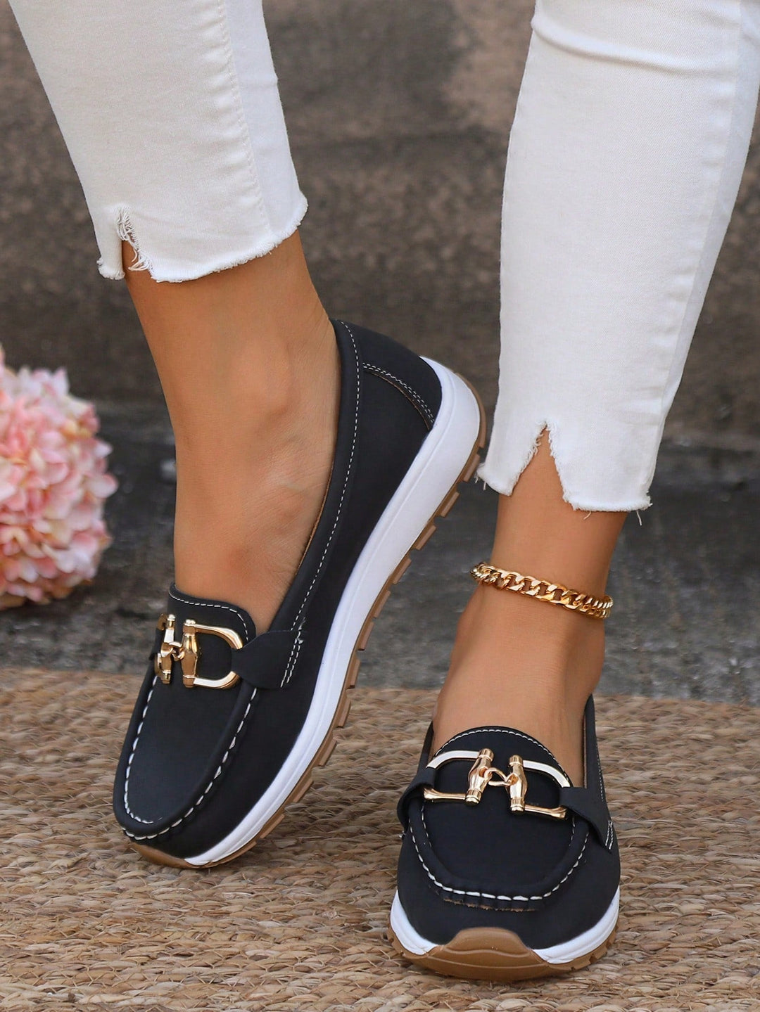 Monica Secrets | Chic Buckle Loafers