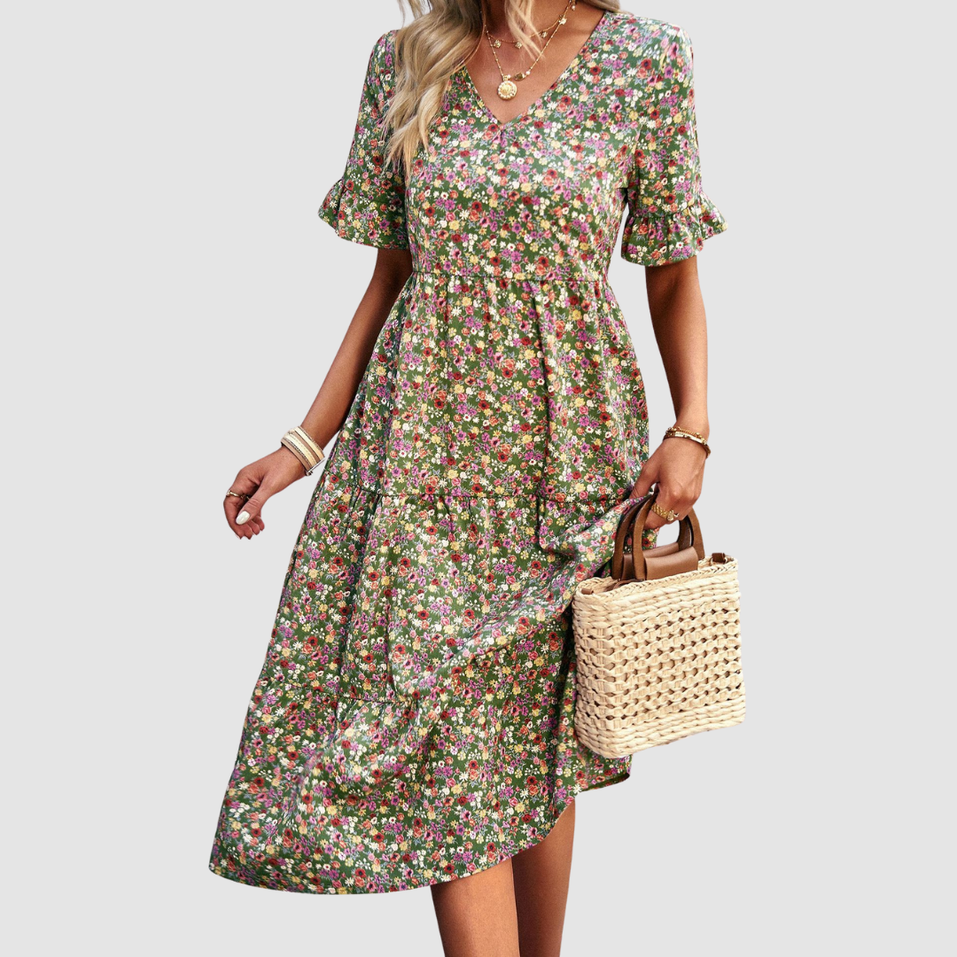 Calista | V-Neck Floral Dress