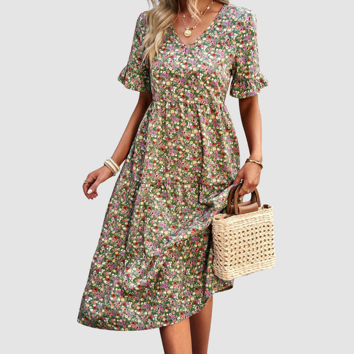 Calista | V-Neck Floral Dress