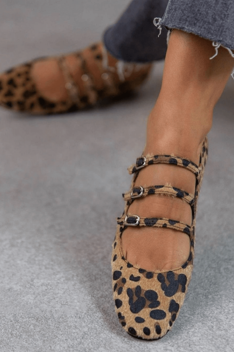 Monica Secrets | Leopard Buckle Flats