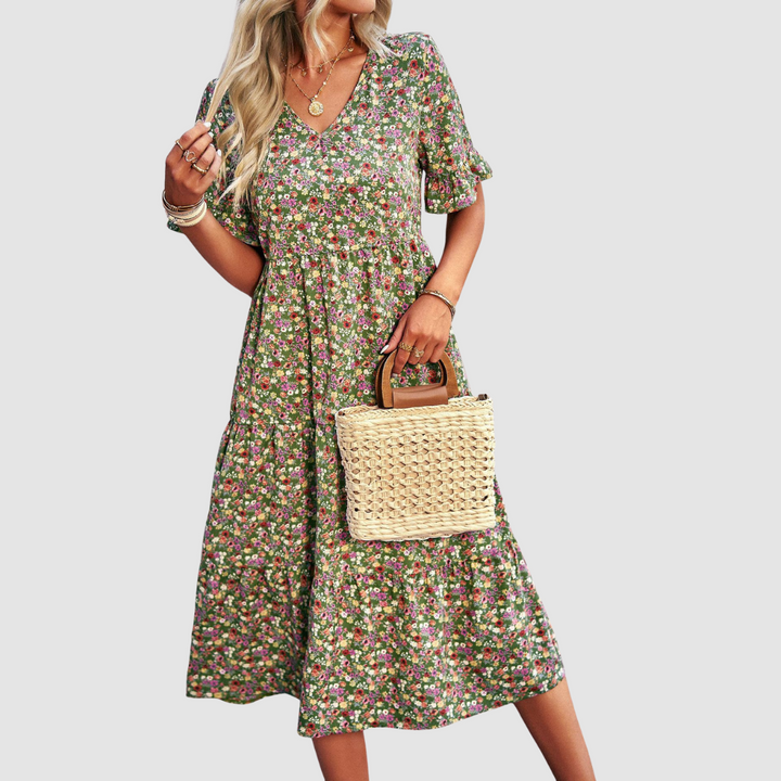 Calista | V-Neck Floral Dress
