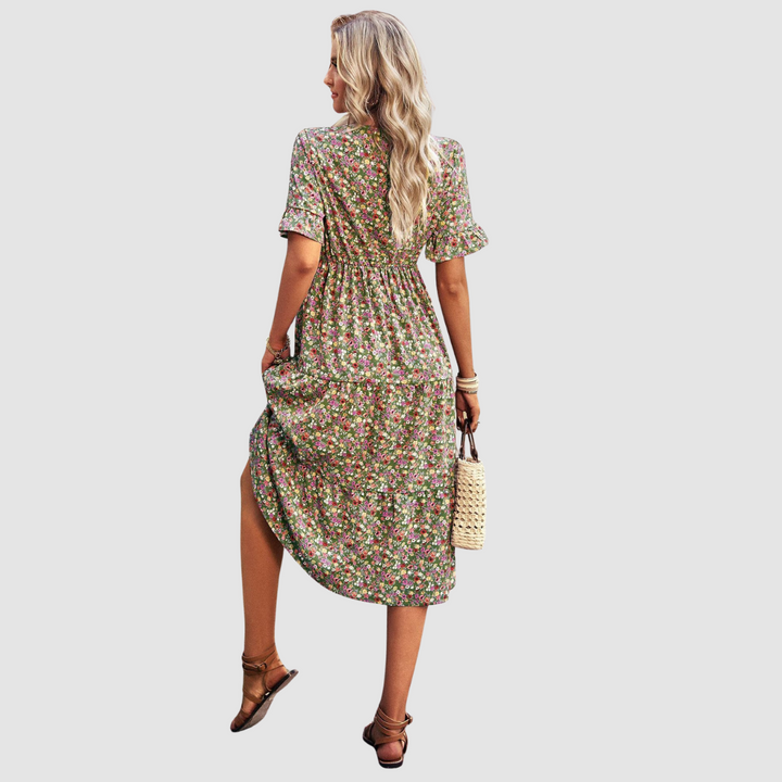Calista | V-Neck Floral Dress