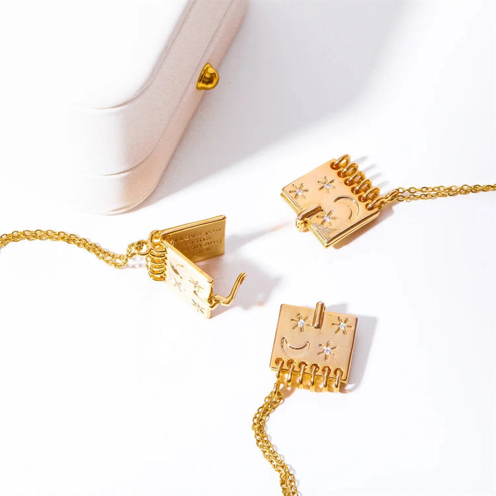 18k "I Love You To The Moon and Back" Booklet Necklace