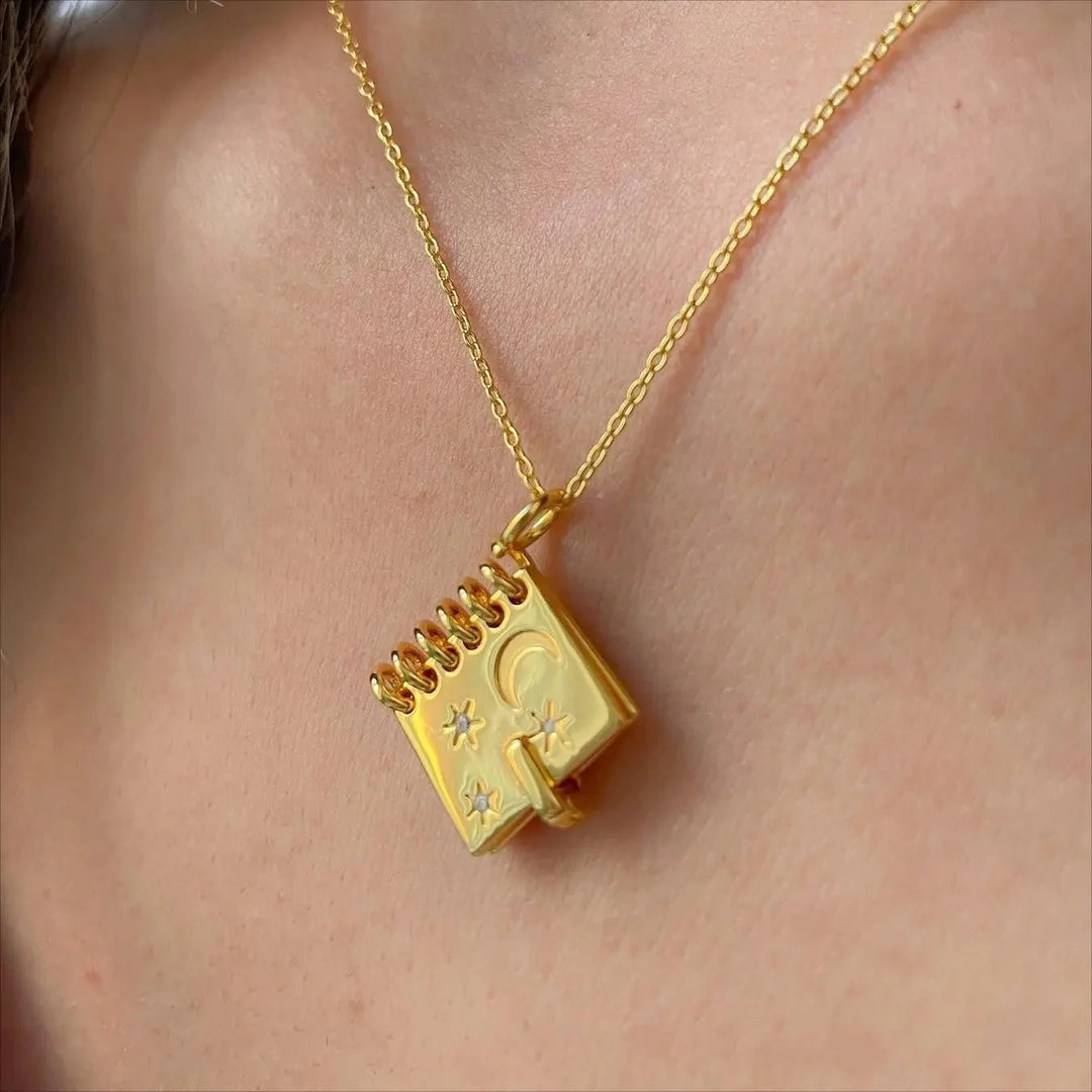 18k "I Love You To The Moon and Back" Booklet Necklace