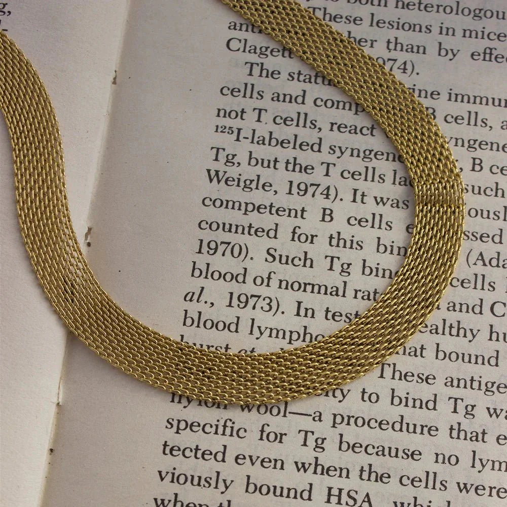 18k Layered Gold Mesh Choker Necklace and Bracelet