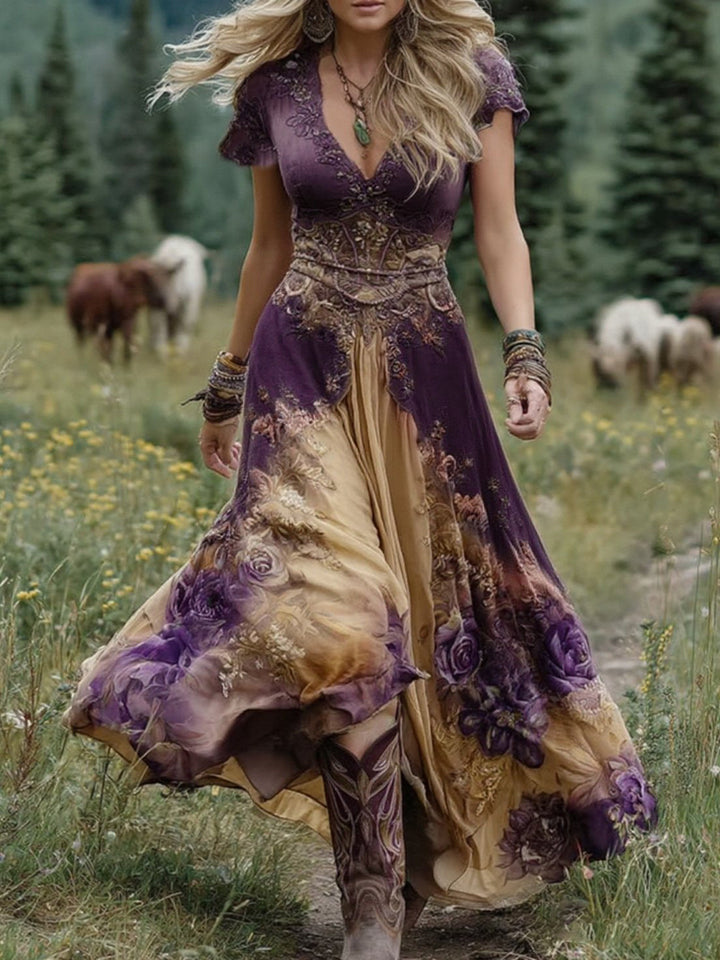 Monica Secrets | Elegant Floral Maxi Dress