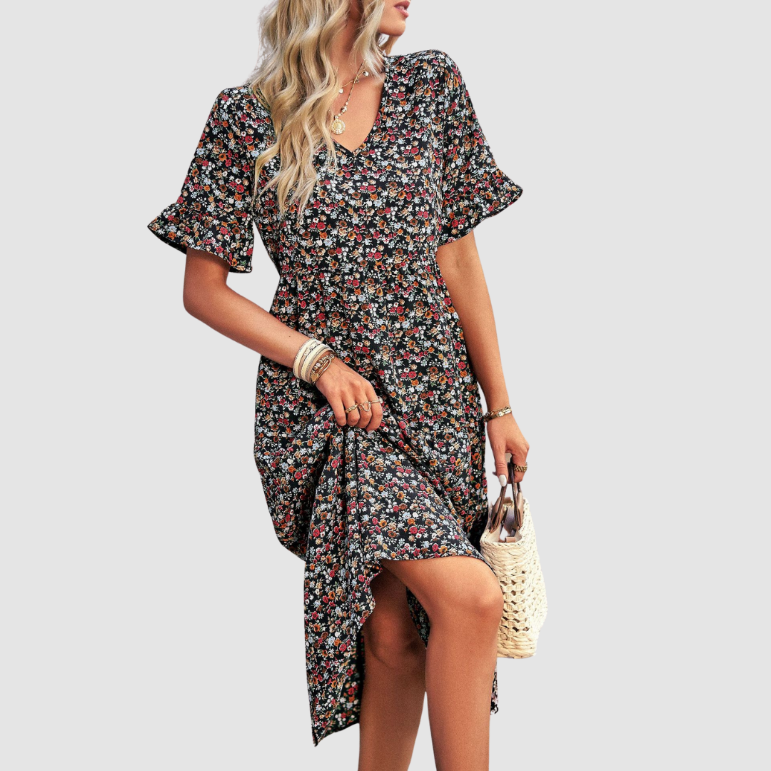 Calista | V-Neck Floral Dress