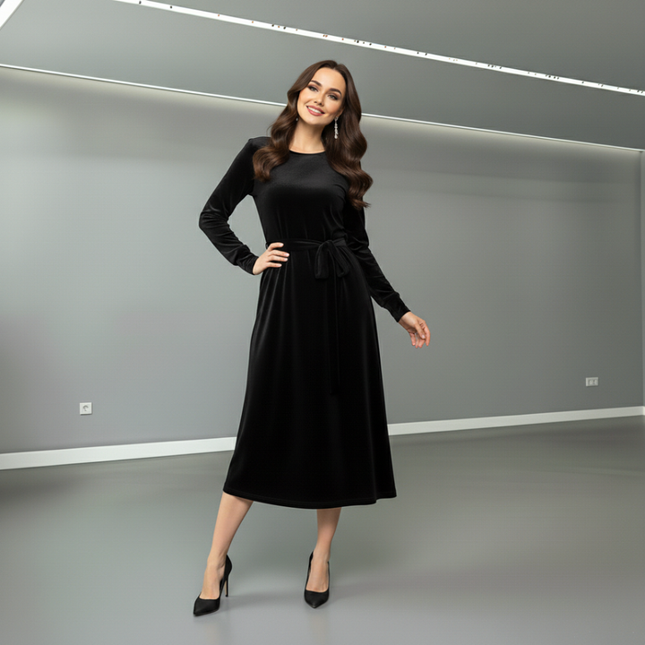 Monica Secrets | Elegant Suede Midi Dress