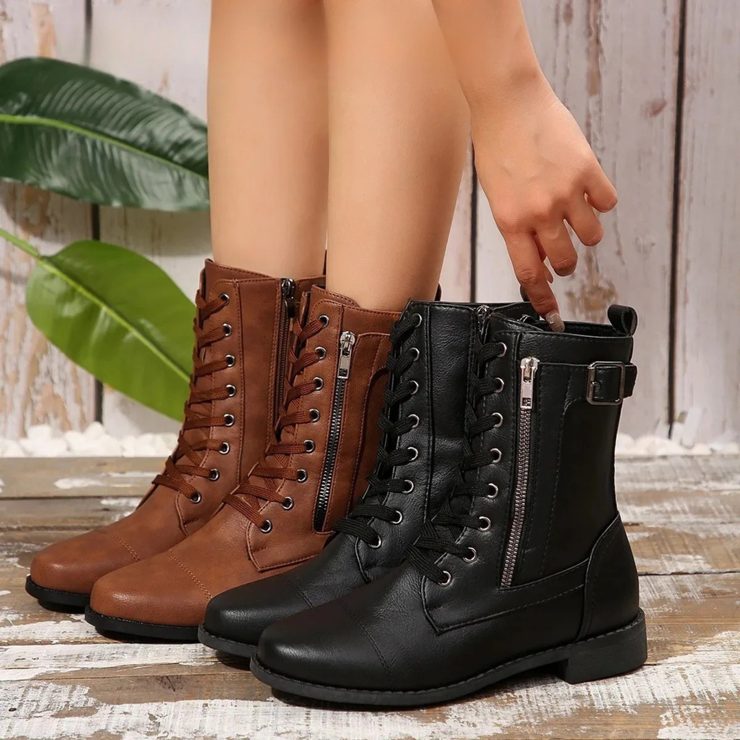 Monica Secrets | Lace-Up Zip Boot
