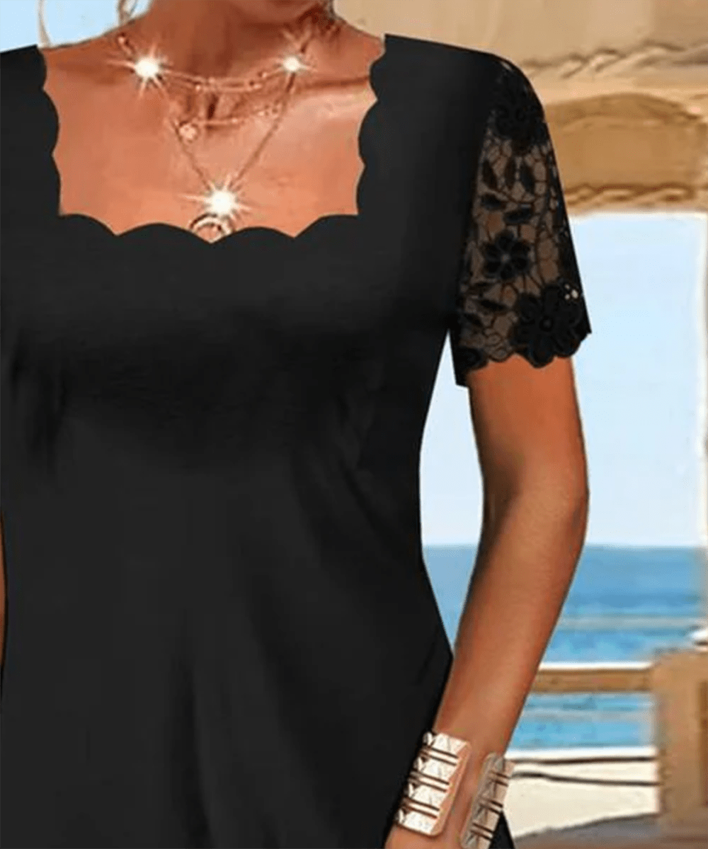 Cecilia | Scalloped Midi Dress