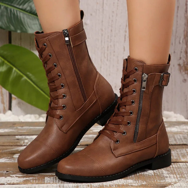 Monica Secrets | Lace-Up Zip Boot