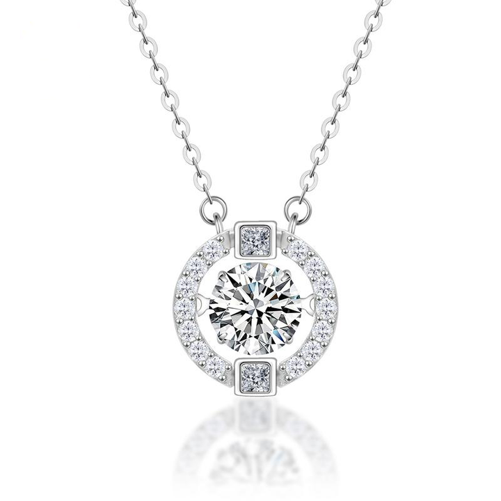 1CT Floating Halo Pendant Necklace