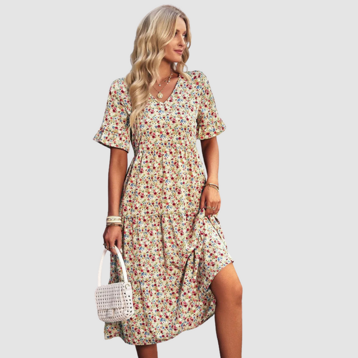 Calista | V-Neck Floral Dress
